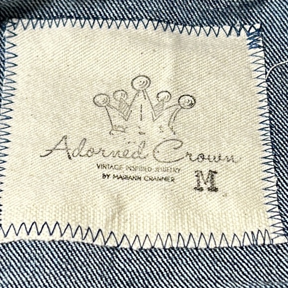 ⭐️Adorned Crown Textile custom altered denim jacket Ibiza dreams size medium - Picture 9 of 12